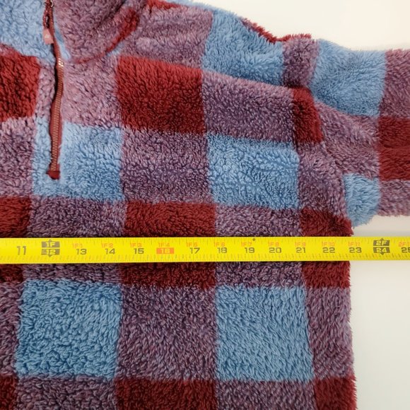 EDDIE BAUER Women's Large Ultra Soft Plush Fleece 1/4 Zip Pullover Harbor Check - Picture 11 of 12